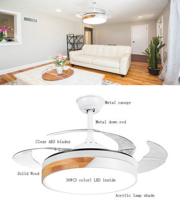 Quạt trần pha lê có thể thu vào 42 inch 220v Quạt trần có đèn
