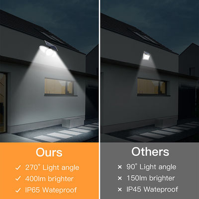 Ba đầu 100-400LM 38PCS LED Cảm biến năng lượng mặt trời Đèn tường cho lối đi