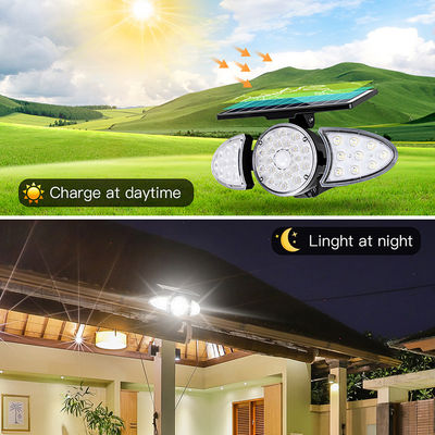 Ba đầu 100-400LM 38PCS LED Cảm biến năng lượng mặt trời Đèn tường cho lối đi