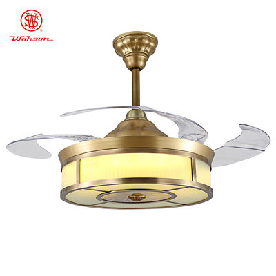 Điều khiển từ xa 42 inch 3500K Đèn quạt trần có thể thu vào 220VAc Lưỡi dao vô hình
