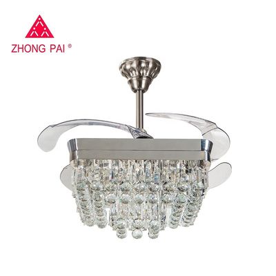 Đương đại 110v 110W cánh quạt trần có thể thu vào Đèn chùm Santi Nickle màu