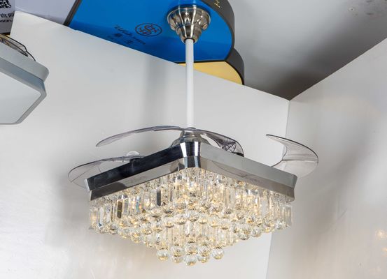 Đương đại 110v 110W cánh quạt trần có thể thu vào Đèn chùm Santi Nickle màu