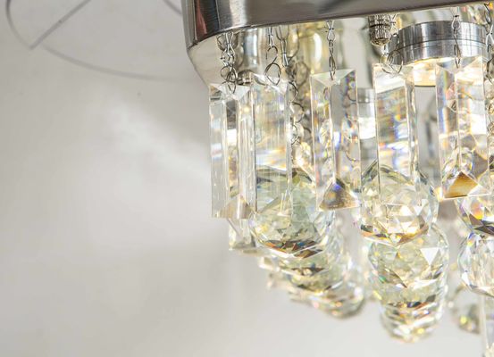 Đương đại 110v 110W cánh quạt trần có thể thu vào Đèn chùm Santi Nickle màu