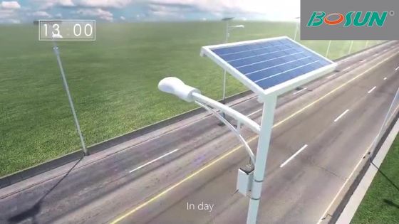 Tất cả trong một 14000lm 30W 80W Đèn LED năng lượng mặt trời chạy bằng năng lượng mặt trời Cài đặt cực 18V