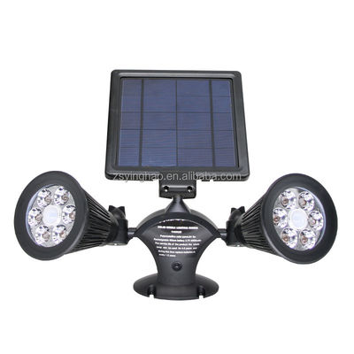 12LEDs 20-600Lumen Cảm biến chuyển động năng lượng mặt trời Tiêu điểm Đèn năng lượng mặt trời hai đầu