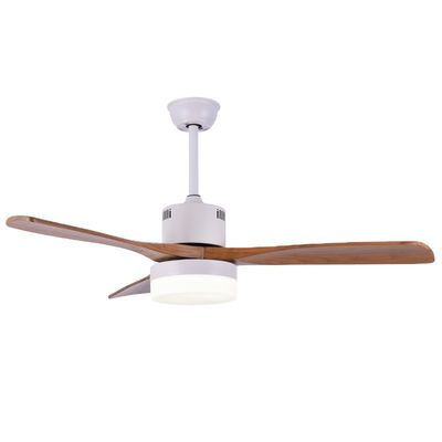 OEM ODM Ngôi nhà cổ điển 1320mm Màu trắng mờ Quạt trần bằng gỗ tự nhiên Ánh sáng 6000K