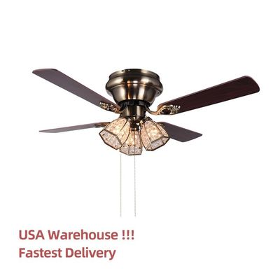 100lm / w 120V 48 inch Quạt trần nhẹ Quạt trần bốn cánh có ánh sáng