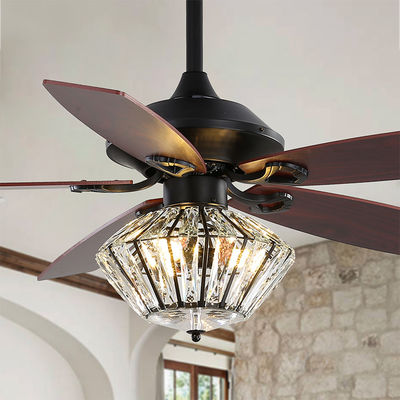 Quạt trần 120V 52Inch 5 cánh kim loại Matt đen có điều khiển từ xa cho phòng khách trong nhà