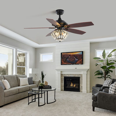 Quạt trần 120V 52Inch 5 cánh kim loại Matt đen có điều khiển từ xa cho phòng khách trong nhà
