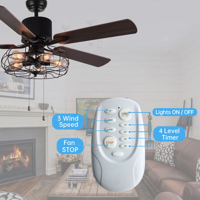 Đèn quạt trần chuỗi kéo 52 inch trang trí 5 cánh 18w