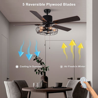 Đèn quạt trần chuỗi kéo 52 inch trang trí 5 cánh 18w