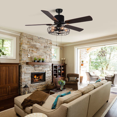 Đèn quạt trần chuỗi kéo 52 inch trang trí 5 cánh 18w