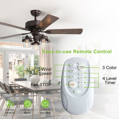 Đèn quạt trần làm mát không khí bằng pha lê 52Inch