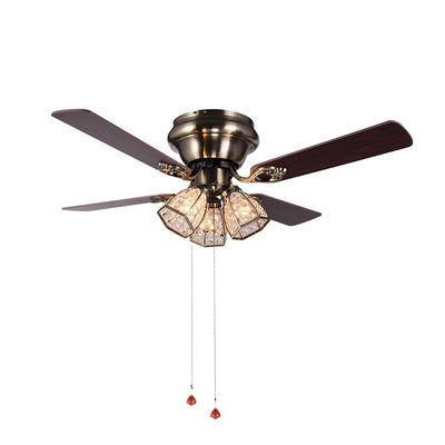 Phong cách tối giản Quạt trần pha lê đồng thau cổ kính 100lm / w 48 inch 4 cánh