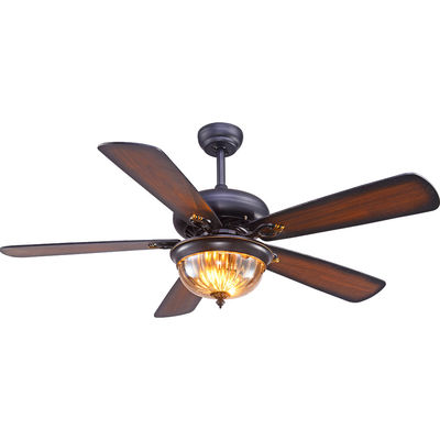 Westing House 52cm Quạt trần pha lê đen 110AC Đèn 5 cánh 3 chụp đèn