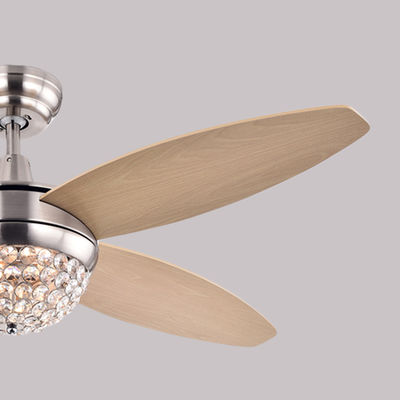 Không có tiếng ồn Quạt trần bằng đồng cổ 18w Kính chụp đèn Phòng ăn Quạt đèn chùm