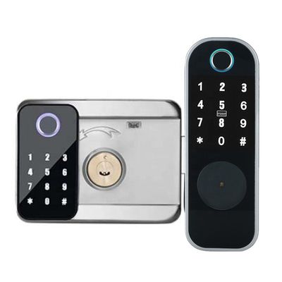 Ttlock Tuya APP Khóa vân tay hai mặt cho cổng sắt Màu đen bạc