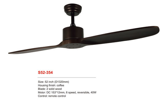 52 "Nguồn gỗ rắn 220v Động cơ DC Động cơ cà phê Điều khiển từ xa Đèn quạt trần