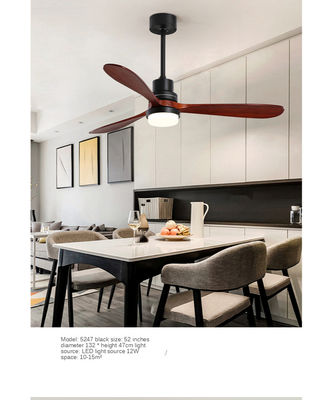 Bộ đèn quạt trần có thể điều chỉnh độ sáng động cơ DC 3 Lưỡi ván ép được chải Màu vàng