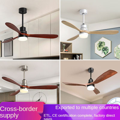 Bộ đèn quạt trần có thể điều chỉnh độ sáng động cơ DC 3 Lưỡi ván ép được chải Màu vàng