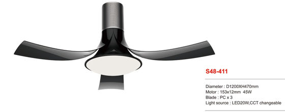 Phong cách 48 inch điều chỉnh độ sáng từ xa LED DC Quạt đảo chiều Quạt trần Hẹn giờ làm mát không khí