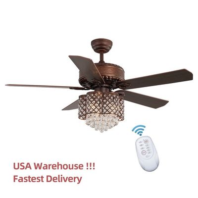 Điều khiển từ xa 52Inch Đèn trần pha lê hiện đại 120V trong phòng ăn